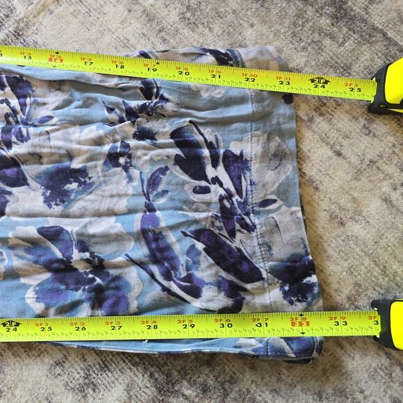 Soft Surroundings Pants Womens Small Blue Floral Bamboo Rayon Stretch Wide Leg - Picture 9 of 11